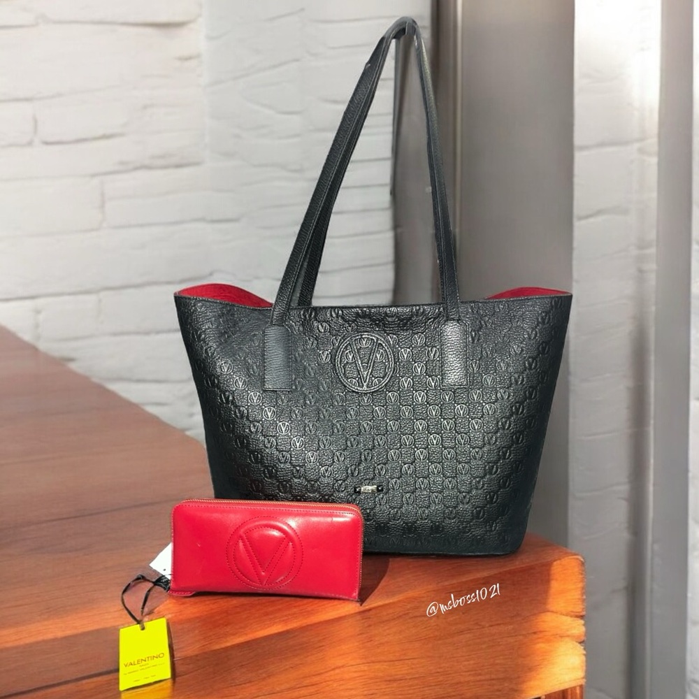 Valentino by Mario Valentino Prince Medallion Leather Tote + Wallet